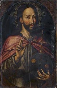 Christ As Salvator Mundi, In A Painted Arch by Anthonie Claeissens