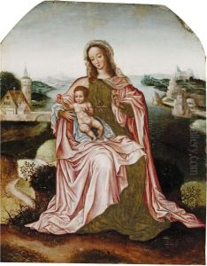 Madonna Mit Dem Kind Voreiner Flusslandschaft