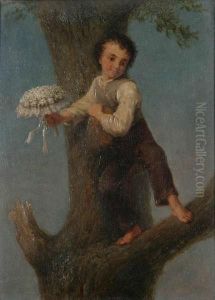 Jongetje Met Bruidsboeket In Boom by Constant Guillaume Claes