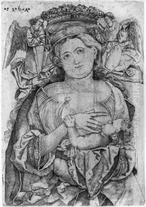 Die Madonna Mit Dem Kind Und Den Zwei Engeln by Allaert Claesz