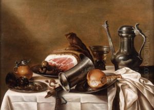 Nature Morte Aux Pieces D'orfevrerie Et Au Jambon by Pieter Claesz.
