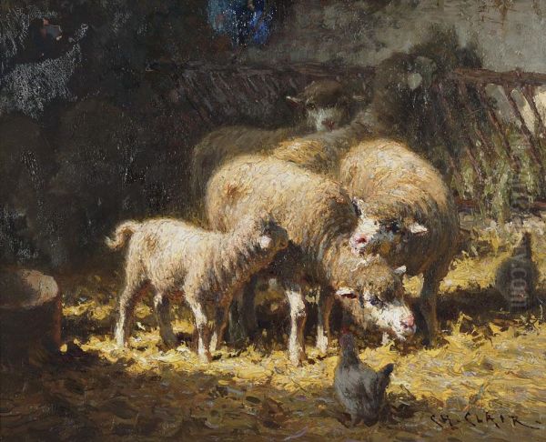 Sheep And Chickens In A Stable - view 1