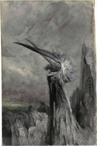 A Winged Chimera Over The Rocks Of The Port-coton At Belle-ile