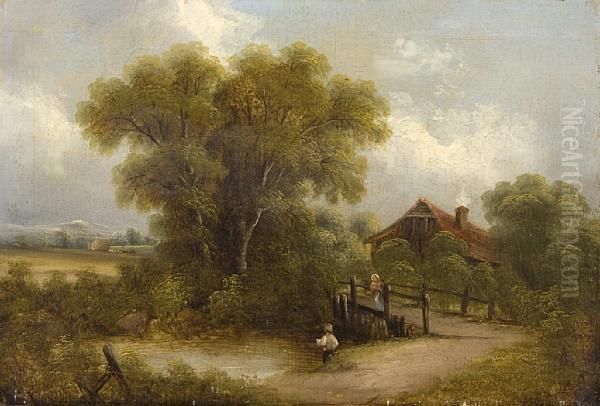 Boy Fishing In A Rural Landscape - view 1
