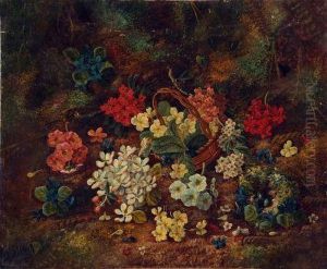 Still Life Study Of Mixed Flowers On A Mossy Bank