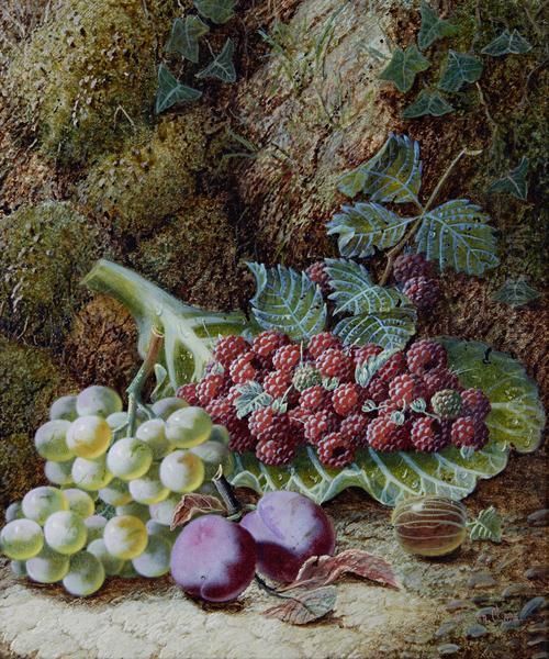 Still Life With Raspberries, Grapes And Plums - view 1