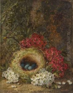 Nid Dans Un Sous-bois Et Composition Aux Pommes, Prunes, Raisins Et Framboises by Vincent Clare