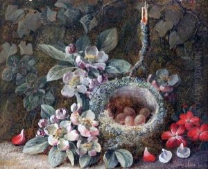 Still Lifes Of Fruit, Flowers And A Birds Nest by Vincent Clare