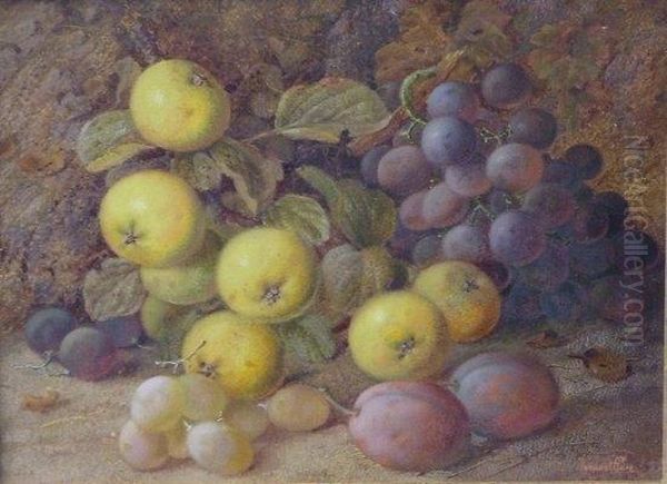 Grapes, Apples And Plums On A Mossy Bank - view 1