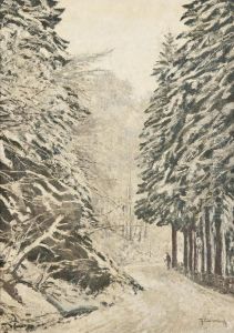 Spazierganger Im Winterlichen Wald by Maximilian Clarenbach
