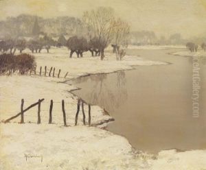 Niederrheinische Fluslandschaft Im Winter. by Maximilian Clarenbach