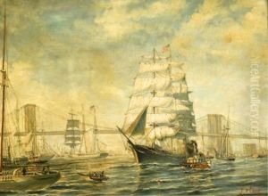 Seascape W/ Boats & Bridge