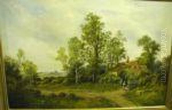 Woman And Child By A Cottage Gate - view 1