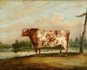 In The Manor Of A. Clark Portrait Of A Bull In A Landscape by A. Clark