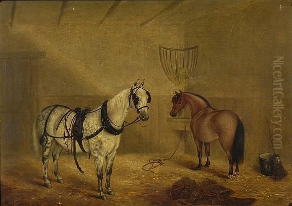 Horses In A Stable Interior - view 1