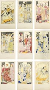 Nine Full-scale Preparatory Studies For A Series Of Stained Glass Panels, Illustrating John Millington Synge's Poem Queens by Harry Clarke