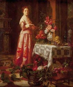 Interieur: Dame Mit Stillleben