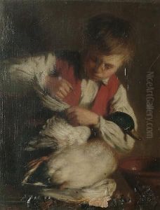 A Boy Plucking A Duck by Samuel Barling Clarke