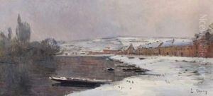 Bord De Riviere Sous La Neige by Jean Eugene Clary
