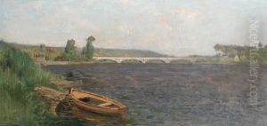 A Summer River Landscape by Jean Eugene Clary