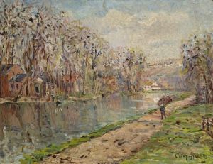 Taking A Stroll Along The River by Adolphe Clary-Baroux