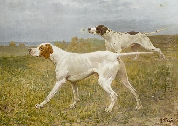 Banco Of Brussels And Hetty, Two Prize Pointers In A Landscape - view 1