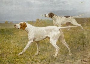Banco Of Brussels And Hetty, Two Prize Pointers In A Landscape by Alexander Clarys
