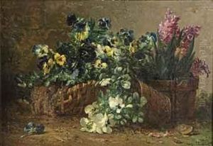 Violets And Hyacinths In Pots