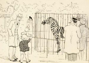 Leute Betrachten Ein Zebra Im Zoo