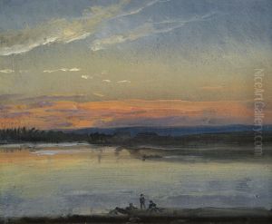 The Elbe In Evening Light by Johan Christian Clausen Dahl