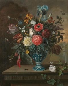 Still Life With Tin-glazed Blue And White Vase With Flowers