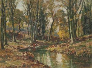 Paysage A La Riviere by Justin Jules Claverie