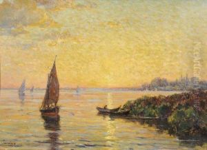 Vue De L'etang De Berre by Justin Jules Claverie