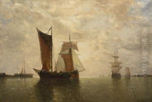 Ships At Harbor by Paul-Jean Clays