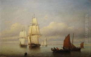Barques Et Voiliers Pres De La Cote by Paul-Jean Clays