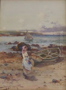 Girl On The Shore (anglesey?) by Joseph Hughes Clayton