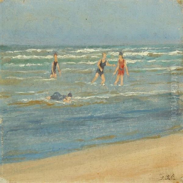Beach With Bathers - view 1