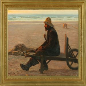 Fisherman At The Beach by Gustaf Adolf Clemens