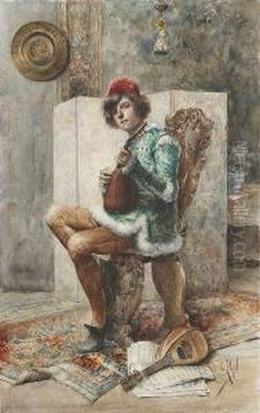Jeune Page A La Mandoline - view 1