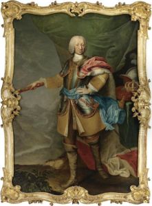 Ritratto Di Carlo Emanuele Iii (1701-1773), Diciassettesimo Duca Di Savoia E Re Di Sardegna, Un Paesaggio Montagnoso Sul Fondo[oil On Canvas, In A Carved And Gilt Wood Frame] by Maria Giovanna Clementi La Clementina