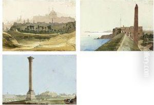 The Citadel Of Cairo From The Environs; Cleopatra's Needle,alexandria; And Pompey's Pillar, Alexandria