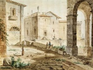 Paysage D'italie Anime by Charles Louis Clerisseau