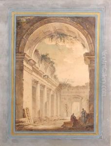 Figures Among Roman Ruins by Charles Louis Clerisseau
