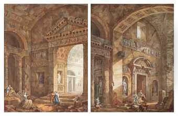 Interiors Of A Roman Basilica With Figures - view 1