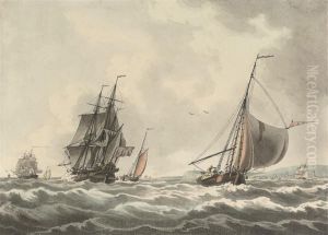Shipping In A Stiff Breeze Off The South Coast by John the Younger Cleveley