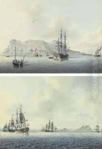 A Royal Navy Frigate Anchored Off Gibraltar A Royal Navy Frigate Anchored Off Gibraltar