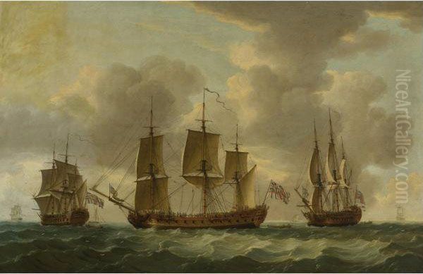 The Frigate H.m.s. Pallas In Three Positions - view 1