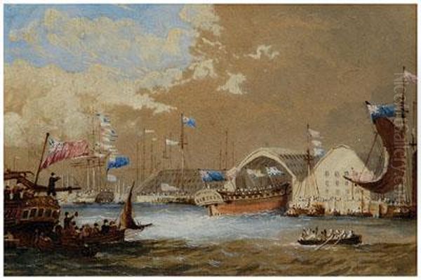 Launching A Frigate At Chatham - view 1