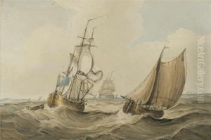 A Cutter Passing A Royal Navy Storeship In A Swell