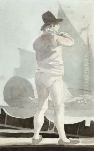 Study Of A Man By A Boat by Robert Cleveley